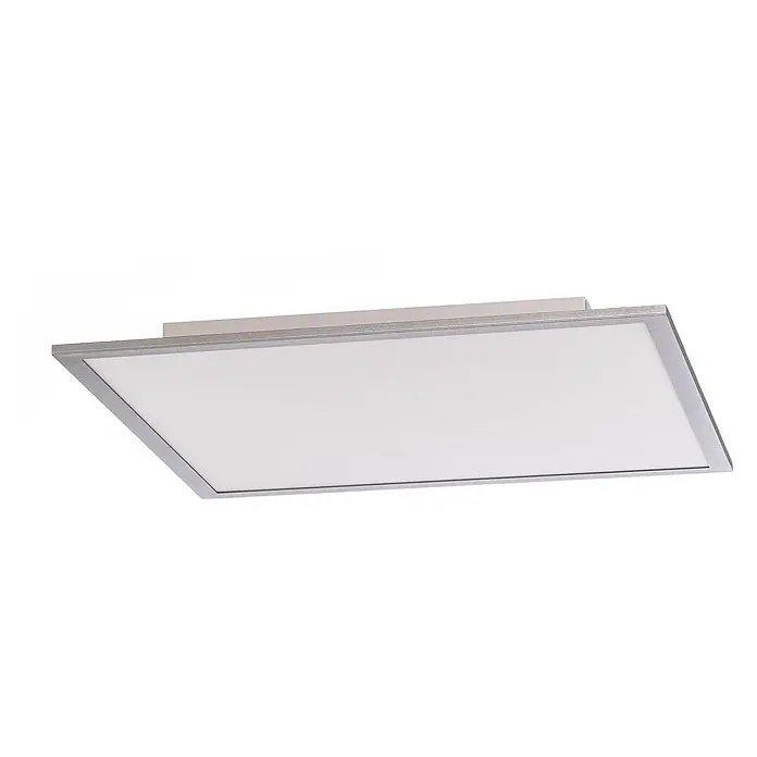 Lindby LED-Panel Livel - alu / grau / zink, Neutralweiß - Rechteckige LED-Deckenleuchte mit silbernem Rahmen und weißer Lichtstreufläche.