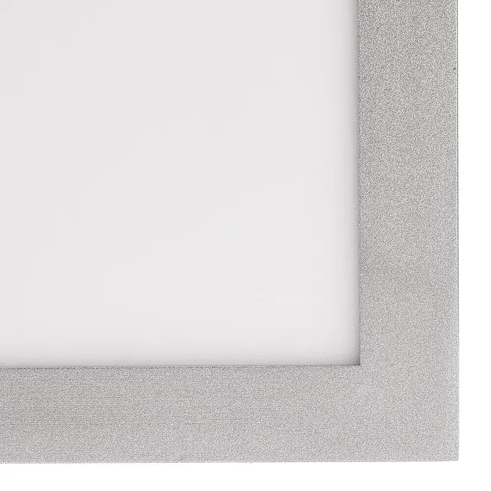 Lindby LED-Panel Livel - alu / grau / zink, Neutralweiß - Silberner glitzernder Rahmen um eine weiße Fläche.