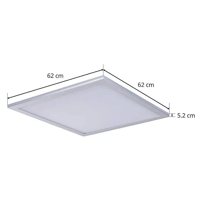 Lindby LED-Panel Livel - alu / grau / zink, Neutralweiß - Quadratisches LED-Panel mit silbernem Rahmen, 62x62 cm groß und 5,2 cm dick.