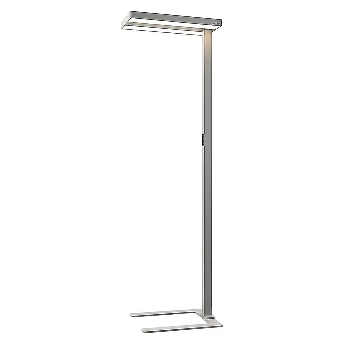 Arcchio Stehleuchte Logan Ultra - alu / grau / zink, alu / grau / zink - Schlanke silbergraue LED-Stehleuchte mit rechteckigem Kopf und stabilem Standfuß.