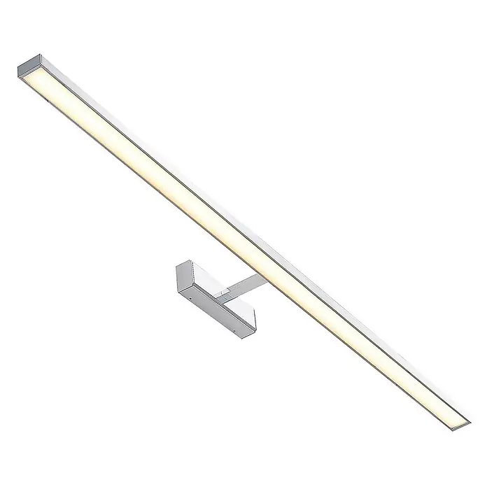 Lindby Wandleuchte Jukka - chrom / silber - Chromfarbene lineare LED-Wandleuchte mit beleuchtetem Streifen, ideal für Spiegel oder Bilder.