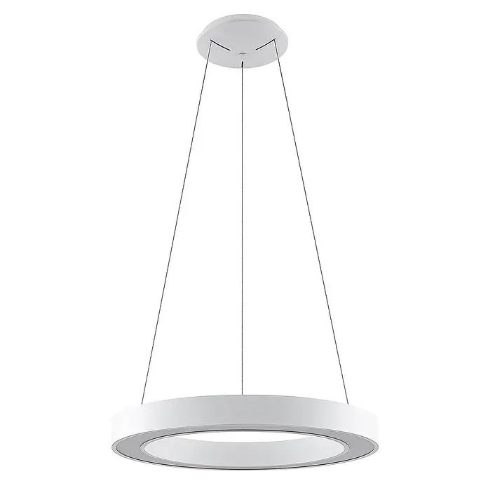Arcchio Pendelleuchte Sharelyn - weiß / opal, weiß - Weiße runde LED-Pendelleuchte, von einer Deckenplatte hängend.