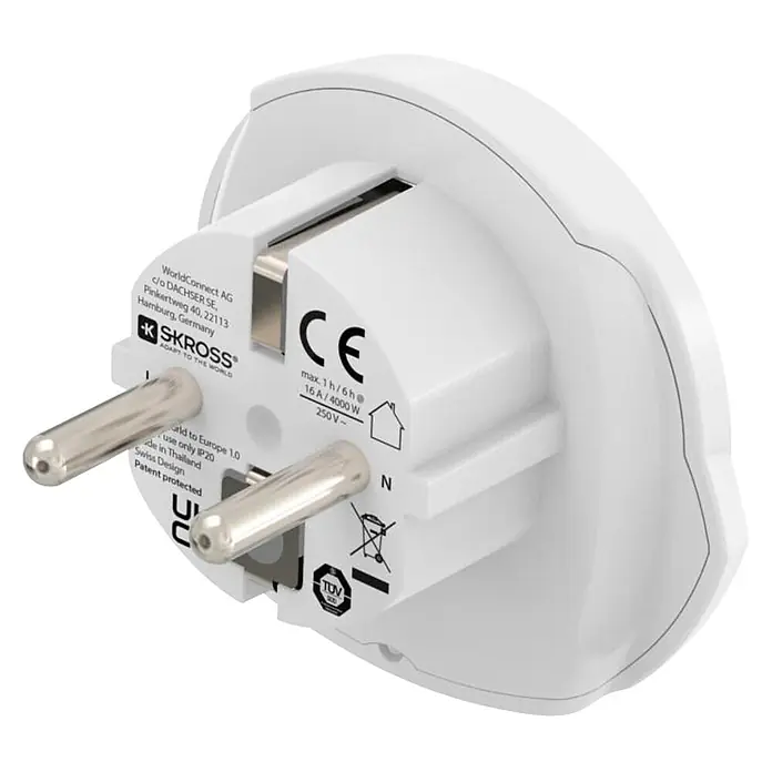 Hama Reiseadapter 00223474 "World Travel Pro Light USB" 3-polig 2x USB - Weiß - Weißer Reiseadapter mit zwei runden Stiften für europäische Steckdosen.