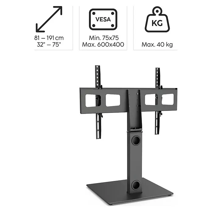 Hama TV-Ständer 00220911 schwenkbar höhenverstellbar 191 cm - 75" - Dunkelgrauer Metall-TV-Bodenständer mit verstellbaren VESA-Montagehalterungen.