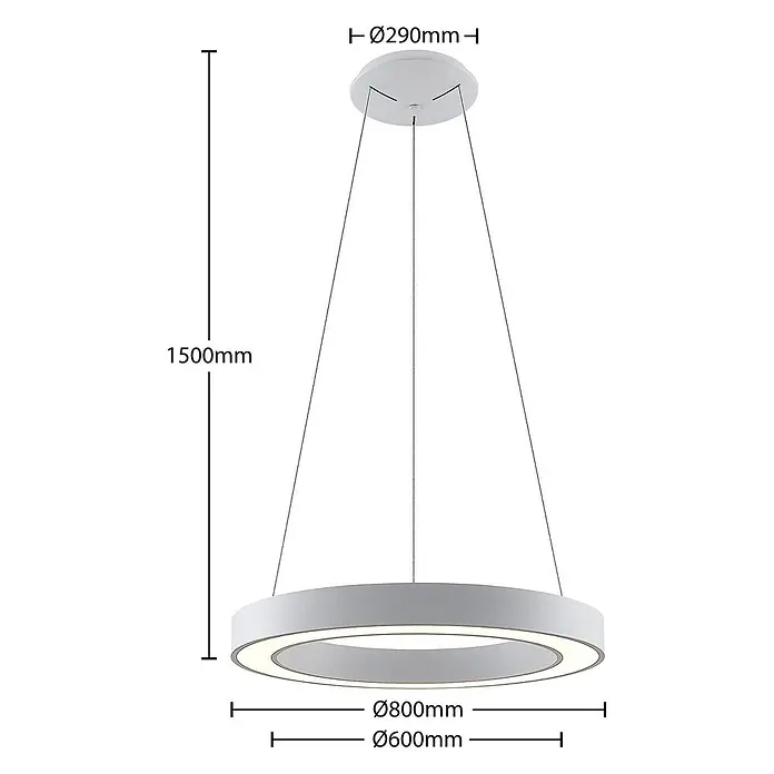 Arcchio Pendelleuchte Sharelyn - weiß / opal, weiß - Weiße runde LED-Pendelleuchte. Moderne Ring-Deckenleuchte mit integrierter Lichtquelle.