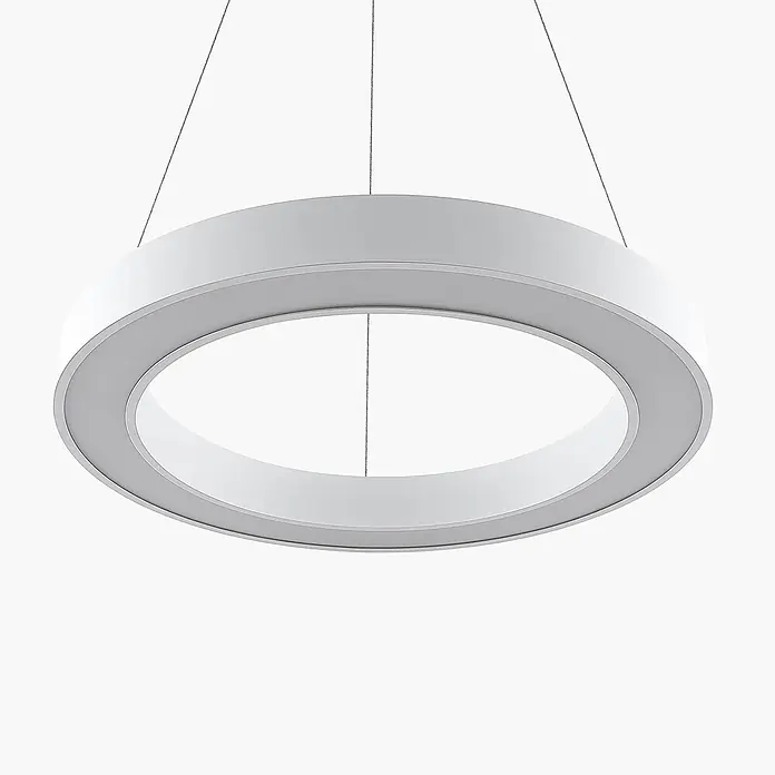 Arcchio Pendelleuchte Sharelyn - weiß / opal, weiß - Moderne kreisförmige LED-Pendelleuchte in Weiß/Hellgrau, an dünnen Drähten für zeitgemäße Beleuchtung aufgehängt.