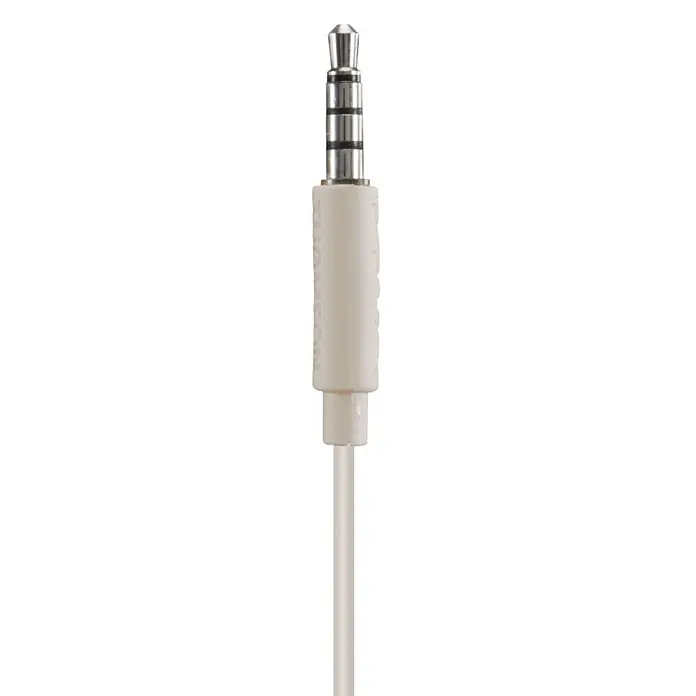 Hama Kopfhörer "Relax" In Ear - Sand - Weißer 3,5mm TRRS Audio-Klinkenstecker mit silberfarbenem Stecker und weißem Kabel.