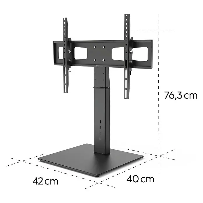 Hama TV-Ständer 00220911 schwenkbar höhenverstellbar 191 cm - 75" - Schwarzer Metall TV-Standfuß mit VESA-Halterung, Maße 40x42x76,3 cm (BxTxH).