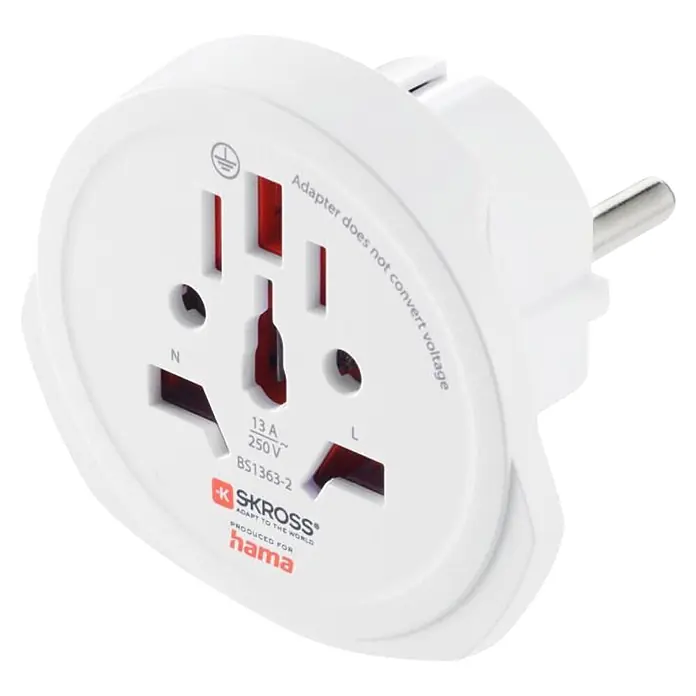 Hama Reiseadapter 00223474 "World Travel Pro Light USB" 3-polig 2x USB - Weiß - Weißer Universal-Reiseadapter aus Kunststoff mit mehreren Eingängen und Schuko-Stecker. Er passt Stecker an, wandelt aber keine Spannung um.