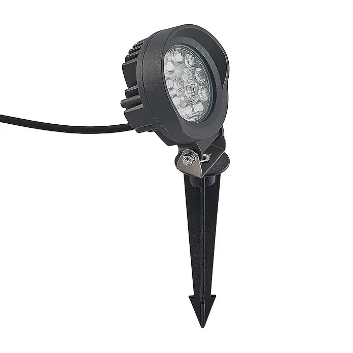 Lindby LED Wandleuchte innen in dunkelgrau, Wandstrahler -  - Dunkelgrauer LED-Gartenstrahler mit mehreren Glühbirnen und Erdspieß zur Bodeninstallation. Inklusive schwarzem Kabel.