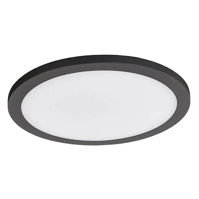 Lucande Außenwand- & Deckenleuchte Malena - schwarz, IP65 - Runde, dunkelgraue LED-Anbauleuchte für die Decke mit weißem Diffusor.