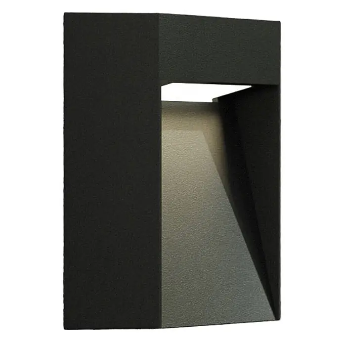 Lucande Außenwandleuchte Dijora - 3,1 x 9,5 x 9,5 cm, schwarz, IP65 - Moderne, dunkle Wandleuchte mit Textur, die Licht aus ihrer geometrischen Aussparung wirft.