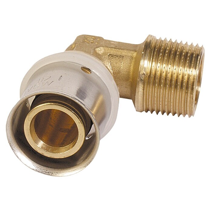 Comisa Press prehodno koleno  (Premer: 16 mm, Zunanji navoj: ½″, 90 °) | Pritisni fitingi | Cevni sistemi in fitingi | Sanitarna inštalacija | Kopalnica in sanitarije | Izdelki | BAUHAUS