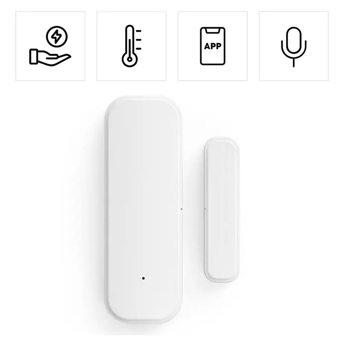 Hama Funk-Fensterkontakt 00176663 für Türen Fenster Garagen Zigbee magnetisch - Weiß - Weißer zweiteiliger smarter Kontaktsensor für Türen/Fenster mit Temperaturerfassung, App-Steuerung und Geräuscherkennung.
