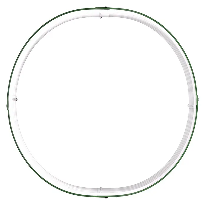 Vitavia Hochbeet Terra 401 - 82 x 82 x 40,1 cm, Zincalume®, Seegras - Runder weißer Gartenschlauch mit grünem Rand, ordentlich aufgerollt mit sichtbaren Anschlüssen.