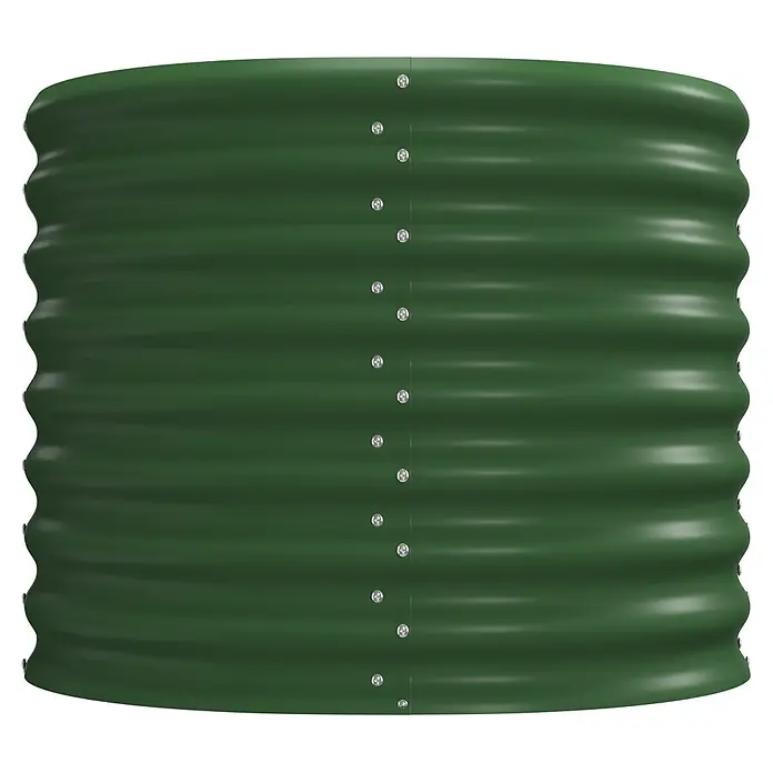 Vitavia Hochbeet Terra 630 - 82 x 82 x 63 cm, Zincalume®, Seegras - Dunkelgrünes, geriffeltes Hochbeet aus Metall mit sichtbaren Schrauben.