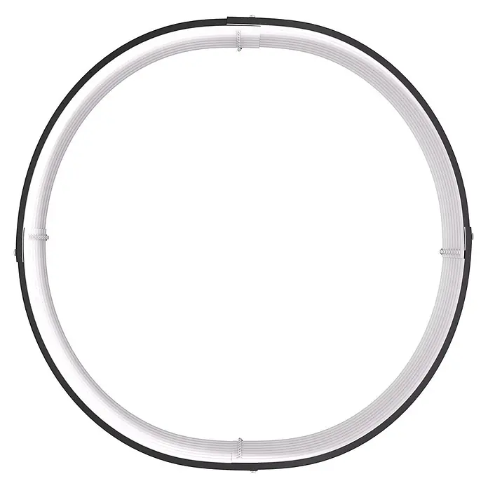Vitavia Hochbeet Terra 630 - 82 x 82 x 63 cm, Zincalume®, Schwarz - Runder weißer Leuchtring mit schwarzem Rahmen und Metallbefestigungen.