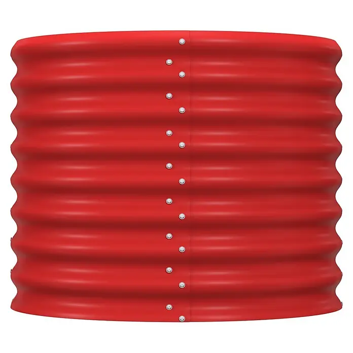 Vitavia Hochbeet Terra 630 - 82 x 82 x 63 cm, Zincalume®, Rubin - Rotes Wellblech mit einer vertikalen Reihe silberner Nieten.