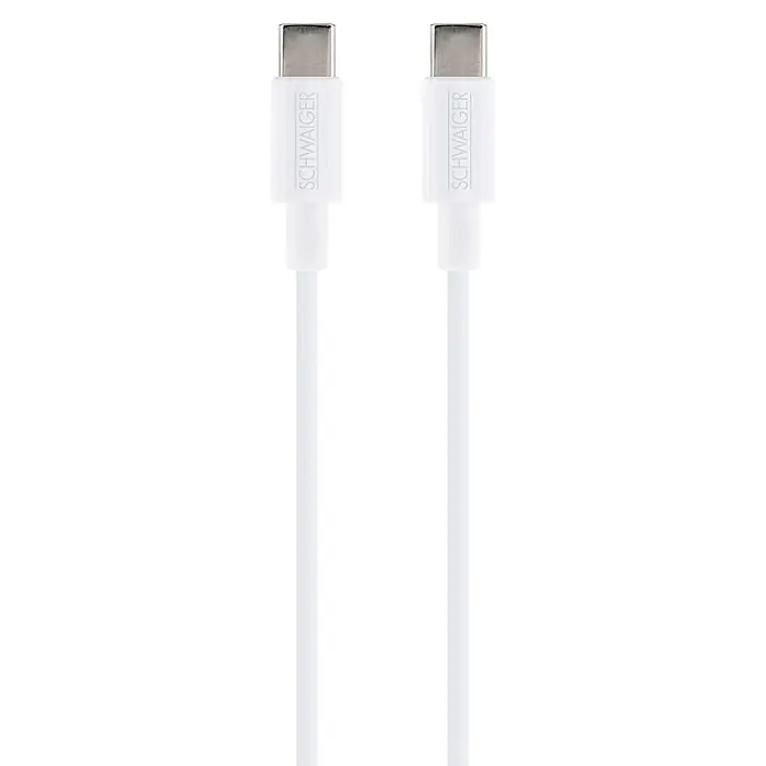 Schwaiger USB-Ladekabel USB-C 60W - Weiß, Länge: 80 cm - Zwei weiße SCHWAIGER USB-C-Kabel mit Metallsteckern.