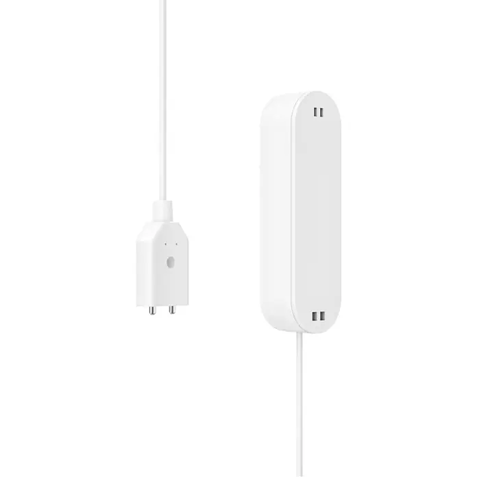 Hama Wassermelder 00176668 Zigbee 80dB -  - Zwei weiße, rechteckige Elektronikgeräte, durch ein Kabel verbunden.