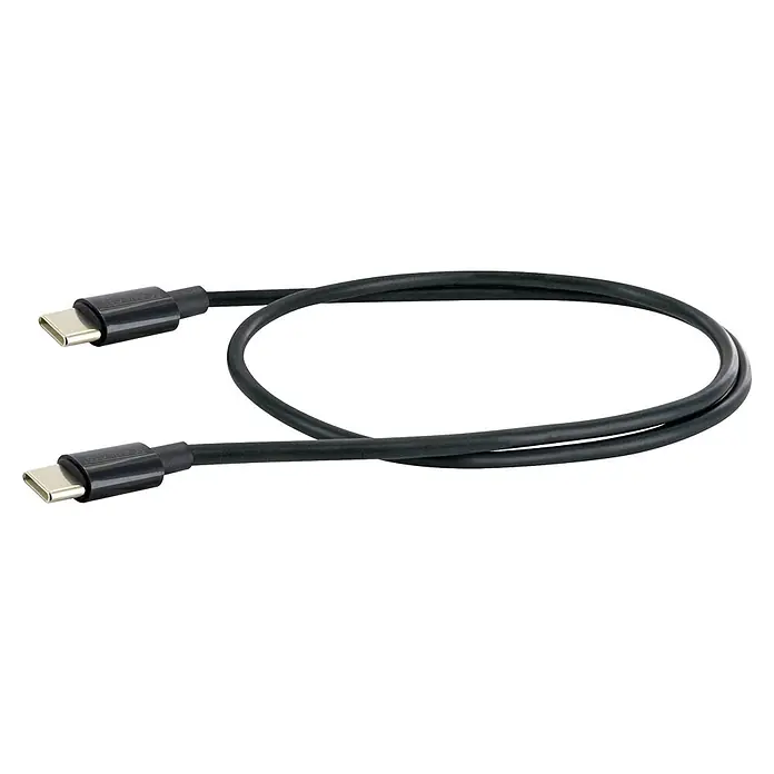 Schwaiger USB-Ladekabel 60W USB-C - Schwarz, Länge: 80 cm - Schwarzes USB-C Daten- und Ladekabel mit silbernen Anschlüssen.