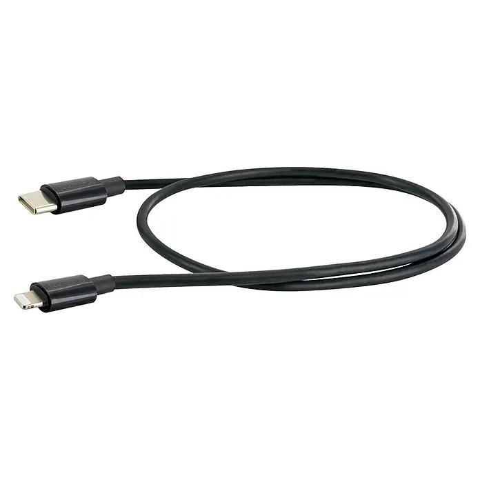 Schwaiger USB-Ladekabel USB-C auf Lightning - Schwarz, Länge: 80 cm - Schwarzes Kabel mit USB-C- zu Lightning-Anschlüssen.