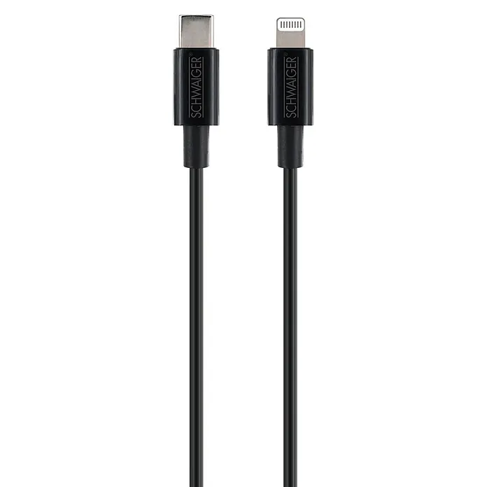 Schwaiger USB-Ladekabel USB-C auf Lightning - Schwarz, Länge: 80 cm - Schwarzes SCHWAIGER USB-C auf Lightning Ladekabel.