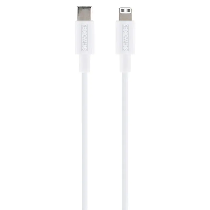 Schwaiger USB-Ladekabel USB-C auf Lightning - Weiß, Länge: 80 cm - Weißes USB-C auf Lightning Ladekabel.