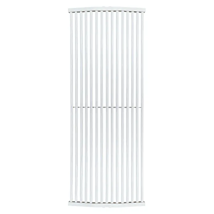 Admiral Designheizkörper Wien - B x H: 600 x 1.600 mm, Weiß - Ein weißer, freistehender Wäscheständer mit vertikalen Stäben und abgerundeten Ober- und Unterseiten zum Trocknen von Kleidung.