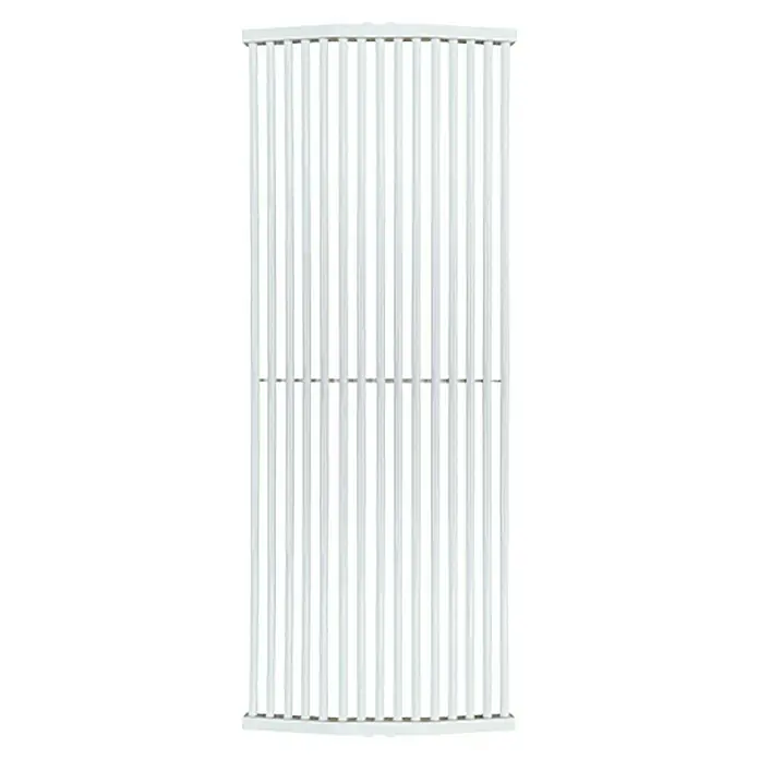 Admiral Designheizkörper Wien - B x H: 600 x 1.600 mm, Weiß - Ein weißer, freistehender Wäscheständer mit vertikalen Stäben und abgerundeten Ober- und Unterseiten zum Trocknen von Kleidung.