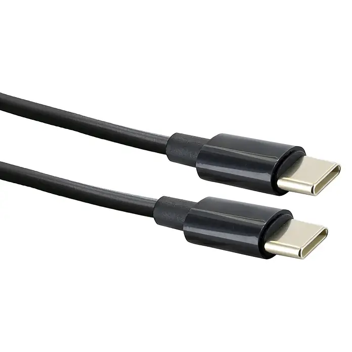 Schwaiger USB-Ladekabel 60W USB-C - Schwarz, Länge: 80 cm - Zwei schwarze USB-C-Kabel mit silbernen Anschlüssen.