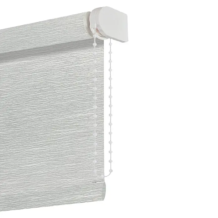 Estor enrollable Traslúcido Ares - An x Al: 150 x 250 cm, Gris - Estor enrollable gris claro texturizado con mecanismo de control blanco y cadena de bolas.