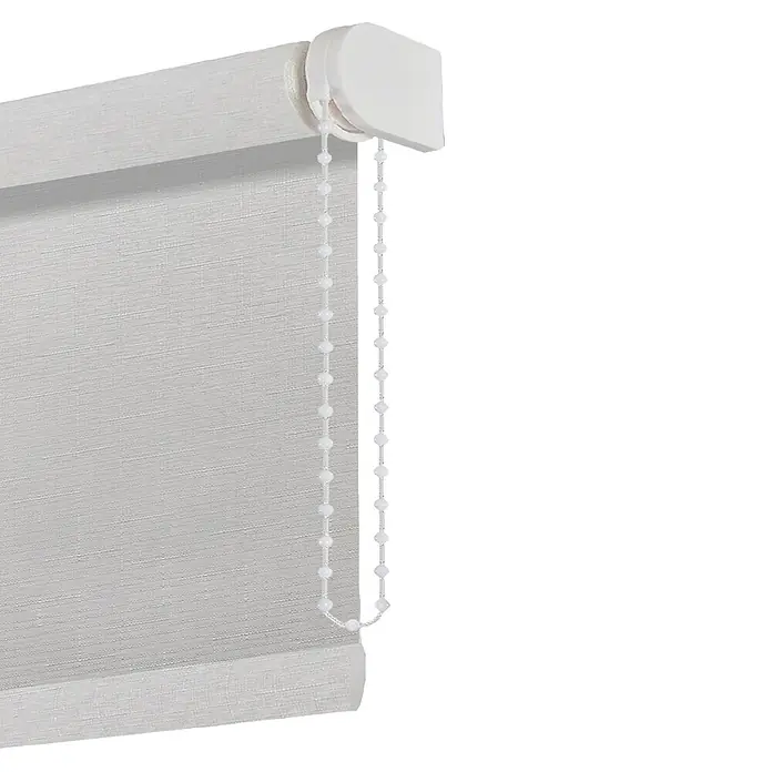 Estor enrollable Kiara - An x Al: 105 x 250 cm, Gris - Estor enrollable de tela blanca con cadena de cuentas blanca.
