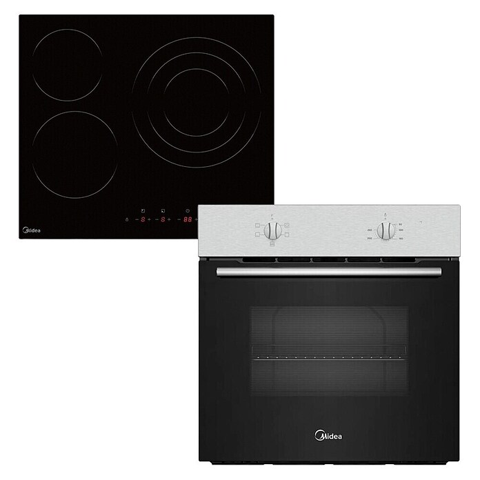 Midea Set de horno y zona de cocción MBO65M040M0XS (Volumen horno: 70 l, 3 ud., Negro/Inox) | BAUHAUS