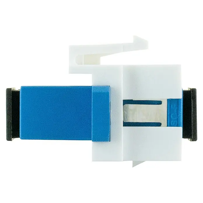 Schwaiger Netzwerk-Stecker Glasfaser Keystone-Adapter SC-Simplex - Weiß - Blauer und weißer SC-LWL-Stecker für zuverlässige Datenübertragung.