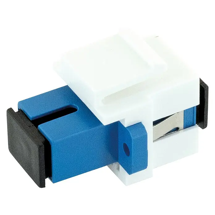 Schwaiger Netzwerk-Stecker Glasfaser Keystone-Adapter SC-Simplex - Weiß - Blauer und weißer Lichtwellenleiter SC-Duplex-Kuppler.