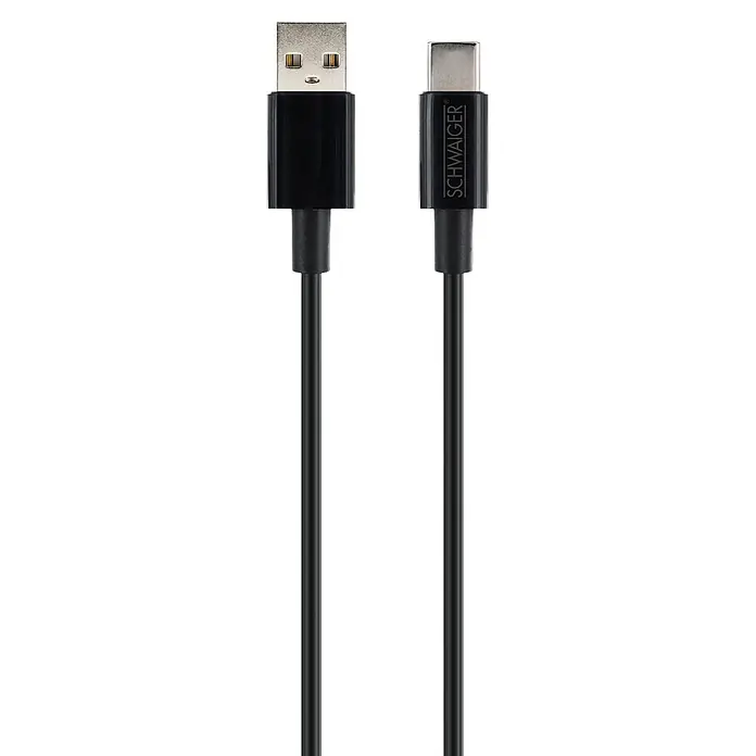 Schwaiger USB-Ladekabel USB-C auf USB-A - Schwarz, Länge: 80 cm - Schwarzes SCHWAIGER USB-A auf USB-C Kabel zum Verbinden von Geräten.