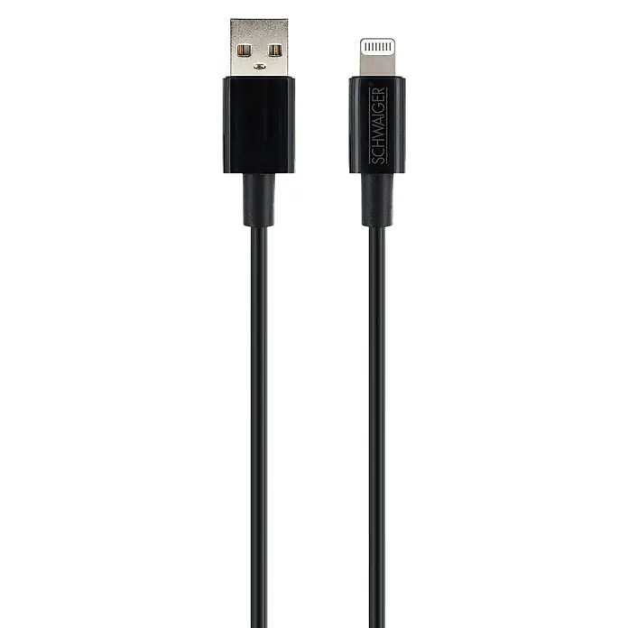 Schwaiger USB-Ladekabel USB-A auf Lightning - Schwarz, Länge: 80 cm - Schwarzes SCHWAIGER USB-A auf Lightning Lade- und Datenkabel.