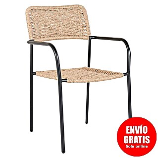 Silla de jardín Spire (L x An x Al: 58 x 52 x 84 cm, Marrón, Ratán sintético/Acero)