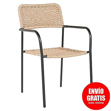 Silla de jardín Spire (L x An x Al: 58 x 52 x 84 cm, Marrón, Ratán sintético/Acero)