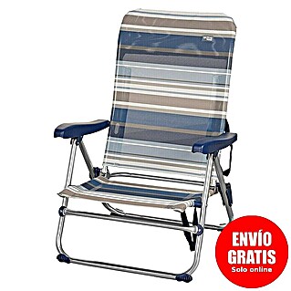 Silla de camping Mykonos (L x An x Al: 50 x 61 x 85 cm, Azul, Acero/Textiline)