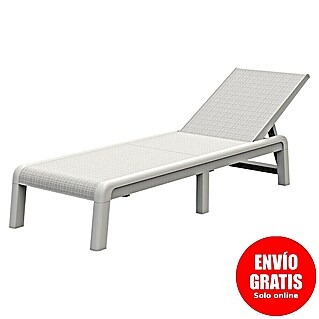Keter Tumbona de jardín Mallorca (An x Pr: 58 x 187 cm, Blanco, Plástico, Respaldo regulable)