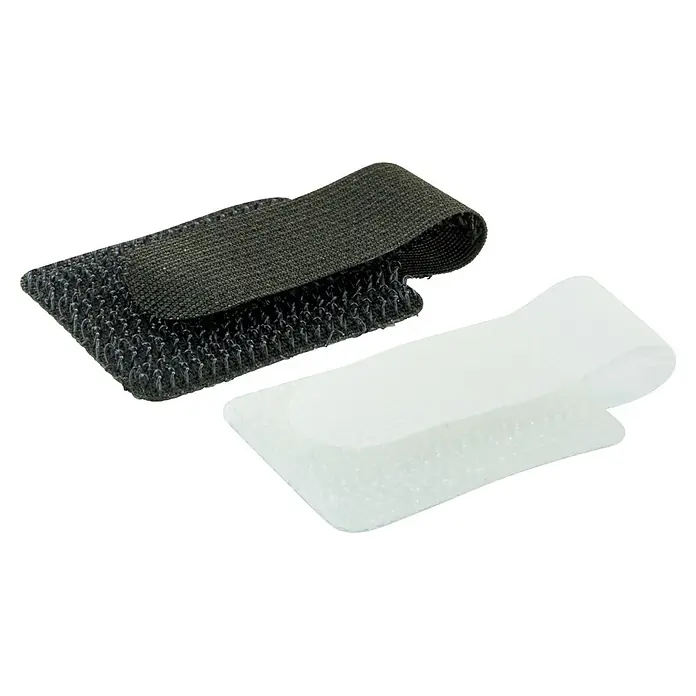 Schwaiger Klett-Kabelbinder Klett-Kabelclips zur Wandbefestigung - 5 x Weiß, 5 x Schwarz - Schwarzer Klettverschlussgurt und ein weißes Komfortpolster.