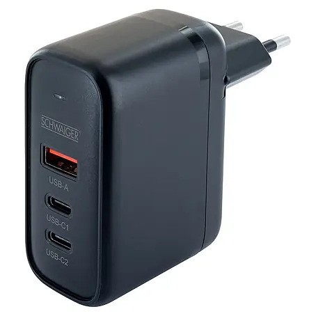 Schwaiger  USB-Ladeadapter 230V Schnellladegerät 35W USBA, 2 x USB-C