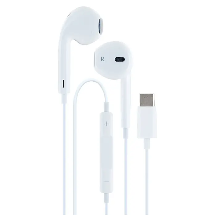 Schwaiger In Ear Kopfhörer In-Ear Kopfhörer mit USB-C Stecker & Kabelmikrofon – Weiß - Weiß - Weiße kabelgebundene Ohrhörer mit Inline-Fernbedienung und USB-C-Anschluss.