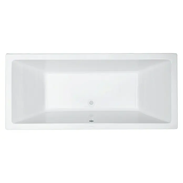 Camargue Badewanne St. Martin - 180 x 80 cm, Sanitäracryl, Weiß - Weisse rechteckige Badewanne mit einem Abfluss in der Mitte, die sich ideal für ein entspannendes Bad eignet.