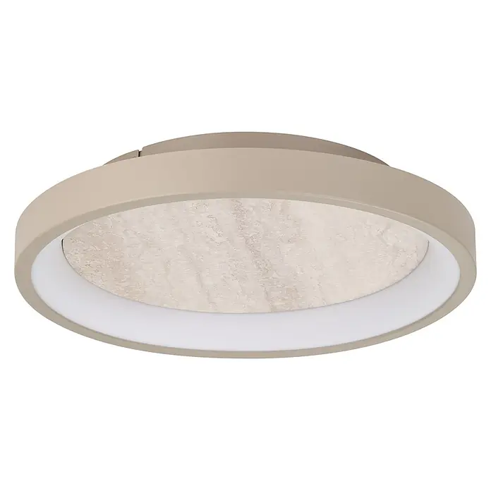Eglo LED-Deckenleuchte rund Soft Beige - Ø x H: 30 x 14,5 cm, Sandfarben - Runde beige Deckenleuchte für die bündige Montage mit hellem Marmoroptik-Zentrum und weißem Diffusorring.
