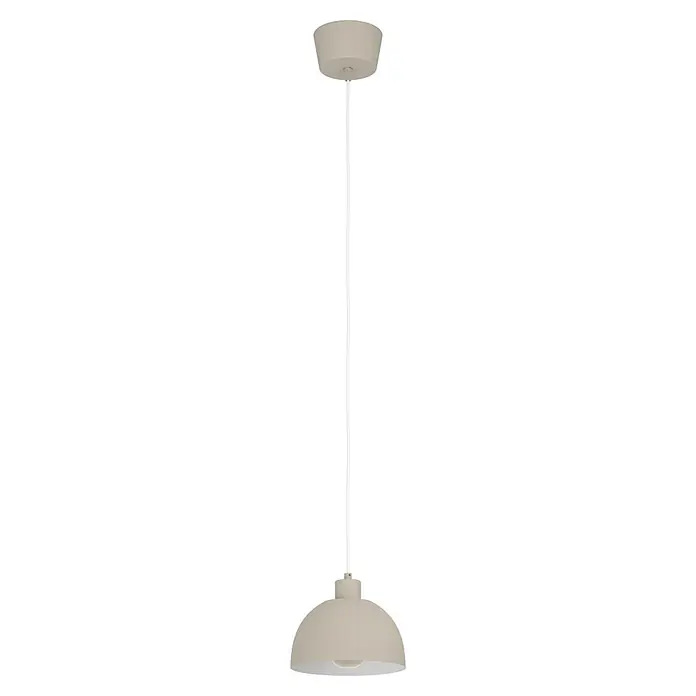 Eglo Pendelleuchte rund - 40 W, Ø x H: 20 x 110 cm, Sandfarben - Helle, beigefarbene Hängeleuchte mit kuppelförmigem Schirm, weißem Kabel und passender Deckenrosette.