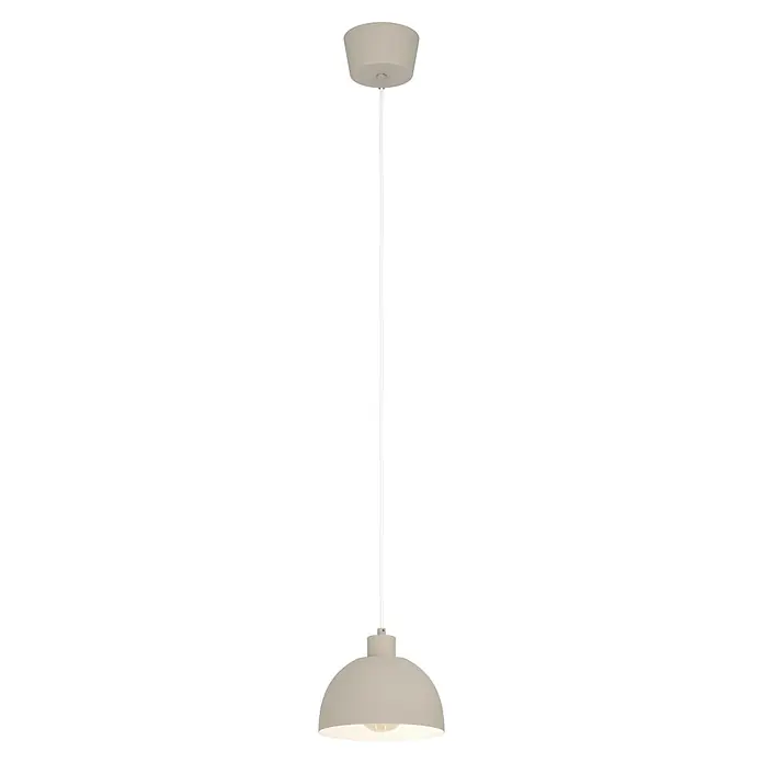 Eglo Pendelleuchte rund - 40 W, Ø x H: 20 x 110 cm, Sandfarben - Beige Pendelleuchte mit kuppelförmigem Schirm, von der Decke hängend, Glühbirne leuchtet.