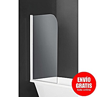 Mampara para bañera Nora (An x Al: 80 x 140 cm, Vidrio transparente, Blanco)